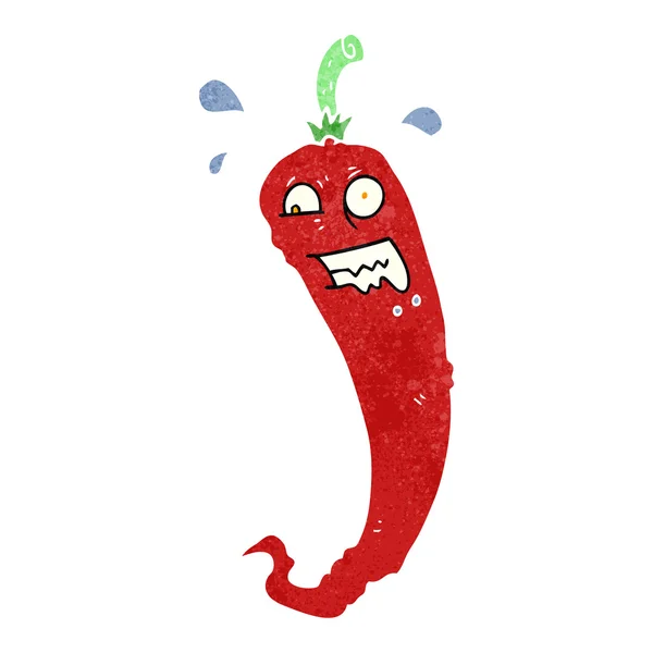 Hot chili pepper retro cartoon — Stock Vector