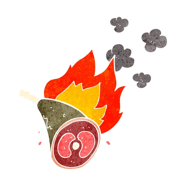 Rétro dessin animé cuisson viande — Image vectorielle