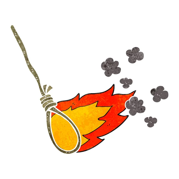 Retro cartone animato cappio del boia in fiamme — Vettoriale Stock