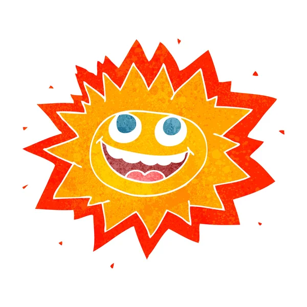 Feliz retro dibujos animados sol — Vector de stock