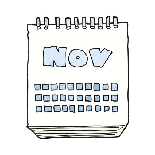 Texturierte Cartoon-Kalender zeigt Monat November — Stockvektor