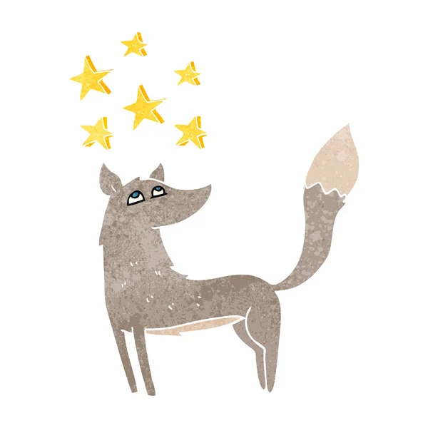 Ρετρό γελοιογραφία λύκος με αστέρια — Διανυσματικό Αρχείο