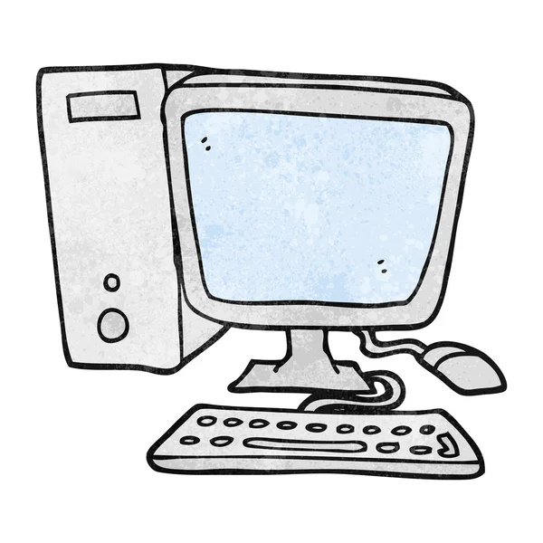 Computadora de escritorio de dibujos animados texturizados — Vector de stock