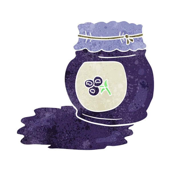 Retro desenho animado blueberry jam — Vetor de Stock
