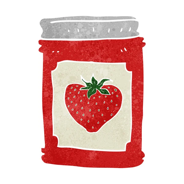 Retro cartoon strawberry jam jar — Stock Vector
