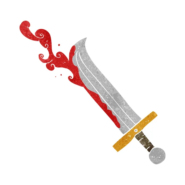 Retro karikatür kanlı kılıç — Stok Vektör