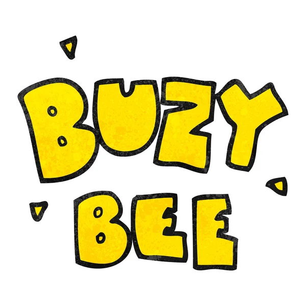 Textured cartoon buzy bee text symbol — Stock Vector