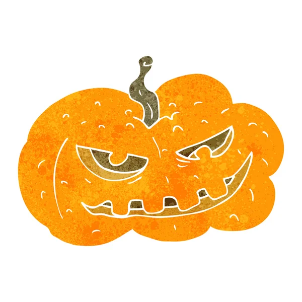 Retro desenho animado abóbora halloween — Vetor de Stock