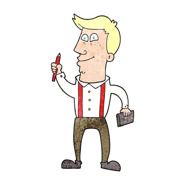 Getextureerde cartoon man met notebook en pen — Stockvector