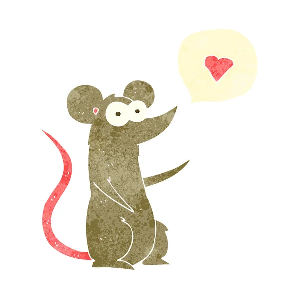 Retro cartone animato mouse in amore — Vettoriale Stock