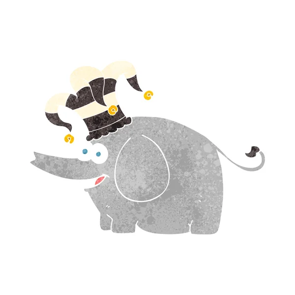 Retro kreskówka słoń kapeluszu cyrk — Wektor stockowy