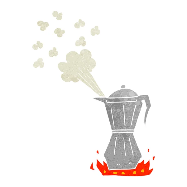 Retro dibujos animados estufa cafetera espresso — Archivo Imágenes Vectoriales