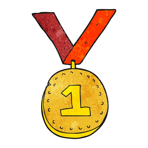 Dessin animé texturé médaille de la première place — Image vectorielle