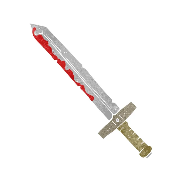 Retro cartoon bloody sword — Stock Vector