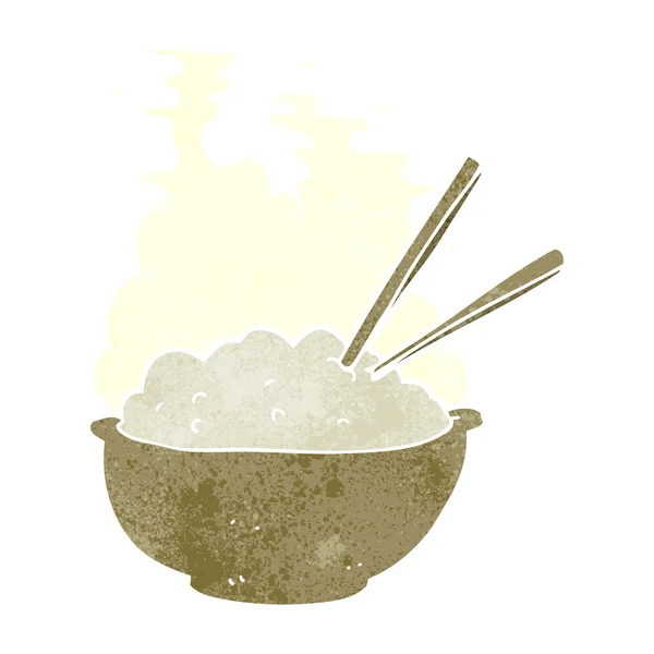 Bol de dessin animé rétro de riz chaud — Image vectorielle