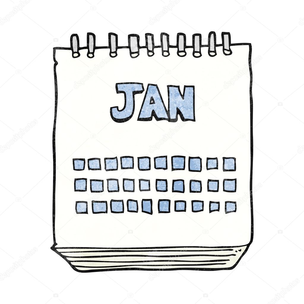 textured cartoon calendar showing month of january