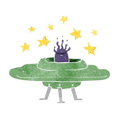 Retro karikatür uçan daire