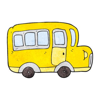 dokulu karikatür sarı okul otobüsü