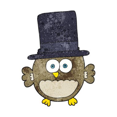 Silindir şapka dokulu karikatür baykuş