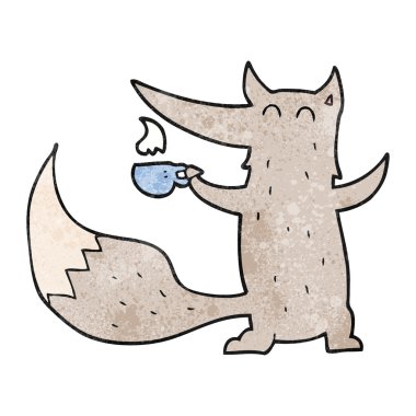 kahve fincanı ile dokulu çizgi film kurt