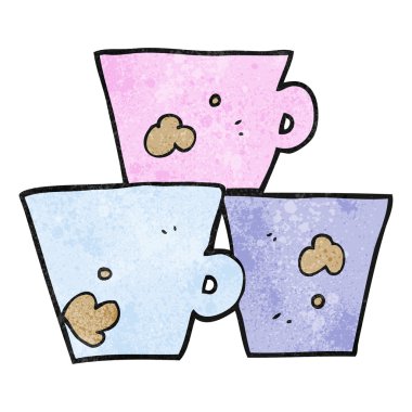 kahve bardakları yığını dokulu çizgi film