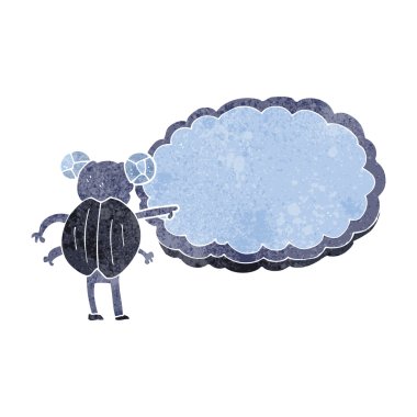 Retro karikatür işaret eden böcek