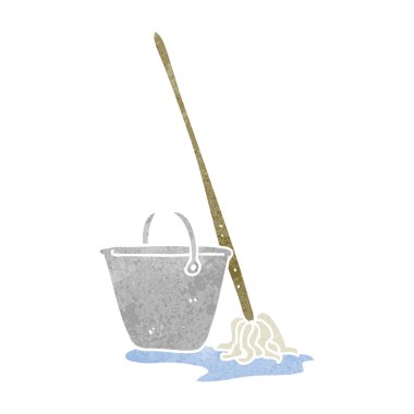 Retro karikatür paspas ve kova