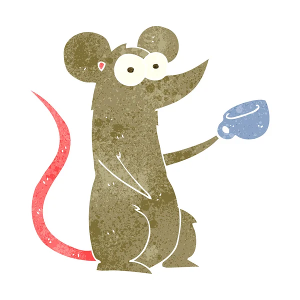 Retro kreskówka mysz z filiżanki kawy — Wektor stockowy