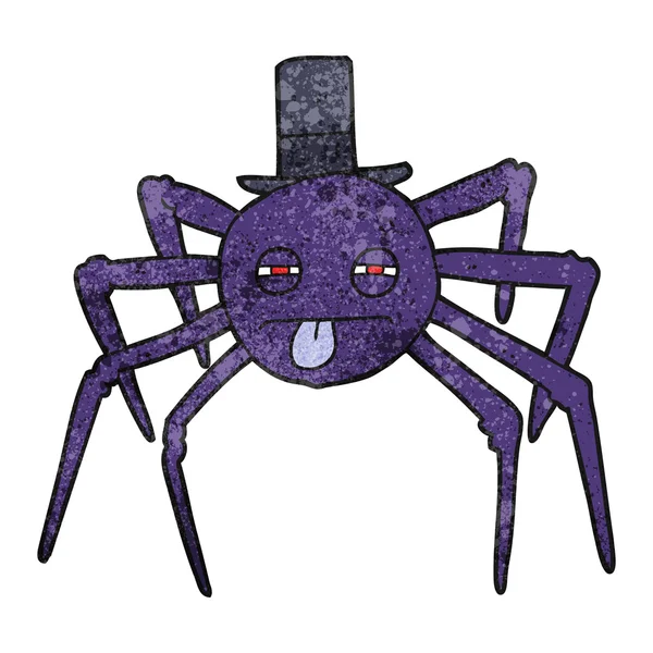 Teksturowane kreskówka halloween pająk w top hat — Wektor stockowy