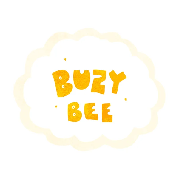 Retro dibujos animados buzy abeja símbolo de texto — Archivo Imágenes Vectoriales