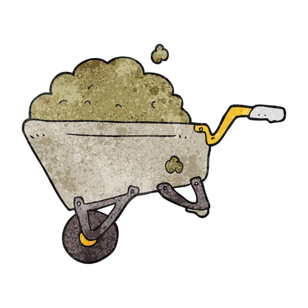 Getextureerde cartoon kruiwagen vol van vuil — Stockvector