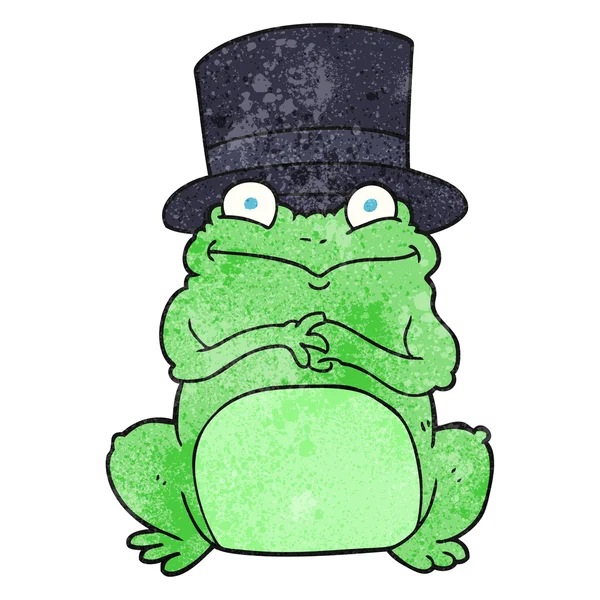 Textured cartoon frog in top hat — Stock Vector