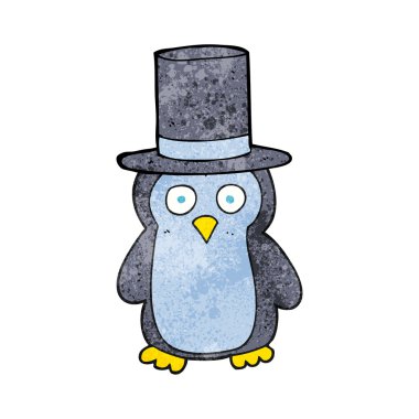 dokulu karikatür penguen giyen şapka