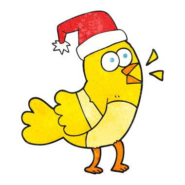 Noel şapka dokulu karikatür kuş