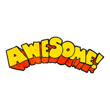 textured cartoon word awesome clipart
