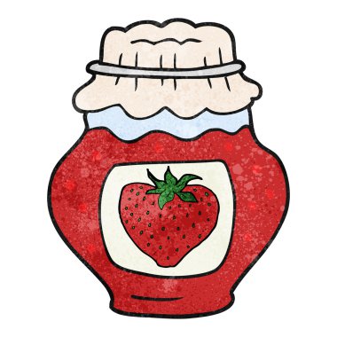 dokulu karikatür kavanoz çilek reçeli