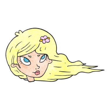 saç üfleme ile dokulu karikatür kadın