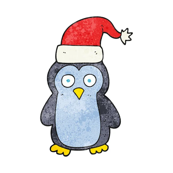 Dessin animé texturé pingouin de Noël — Image vectorielle