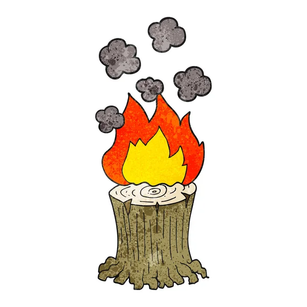 Teksturowane kreskówka spalanie pnia drzewa — Wektor stockowy