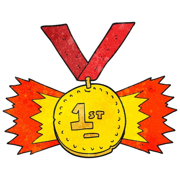 Desenho animado texturizado medalha de primeiro lugar —  Vetores de Stock