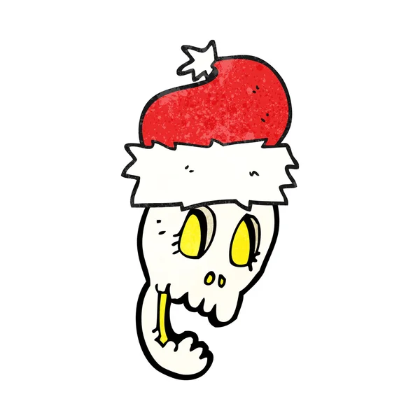 Texturierte Cartoon-Weihnachtsmütze auf Totenkopf — Stockvektor