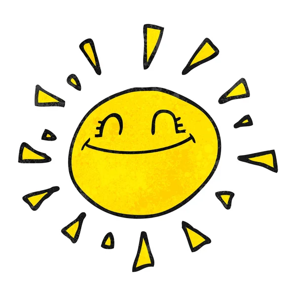 Happy textured cartoon sun — Stock Vector