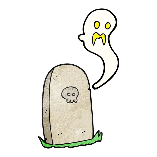 Texturizado cartoon fantasma subindo da sepultura — Vetor de Stock