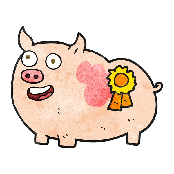 Texturé dessin animé gagnant porc — Image vectorielle