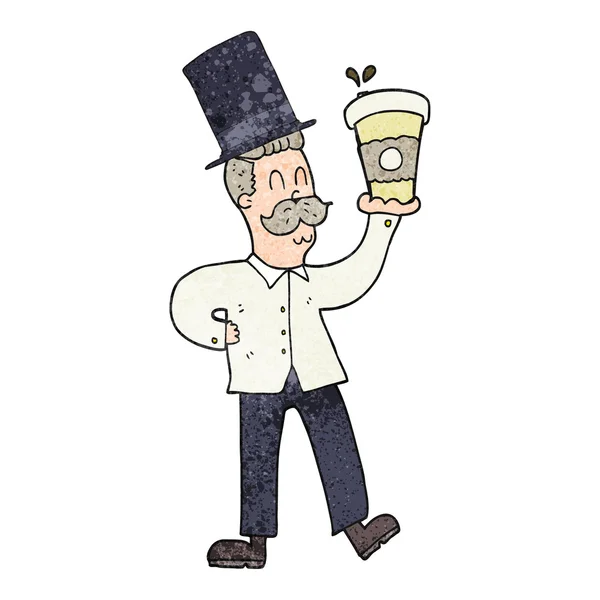 Teksturowane kreskówka mężczyzna z filiżanki kawy — Wektor stockowy