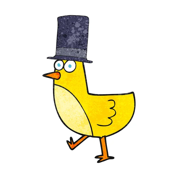 Texturerad tecknade fågeln bär hatt — Stock vektor