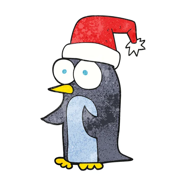 Dessin animé texturé pingouin de Noël — Image vectorielle