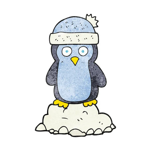 Текстурований мультяшний пінгвін у капелюсі — стоковий вектор