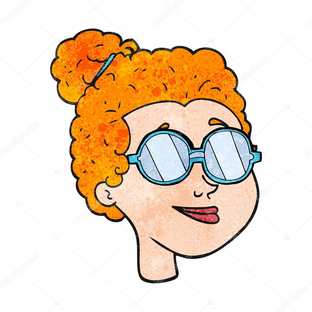 textured cartoon woman wearing spectacles