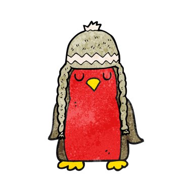 Kış şapka dokulu çizgi film robin